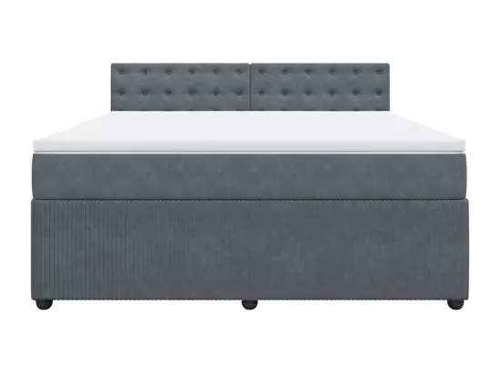Sommier à lattes de lit et matelas Gris foncé 180x200cm Velours