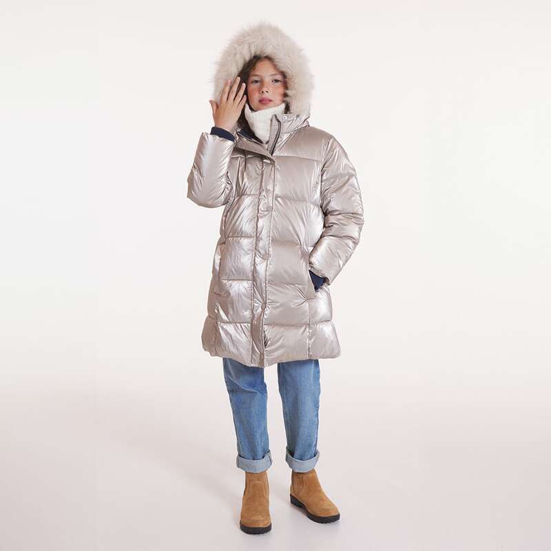 Doudoune longue déperlante dorée Fille