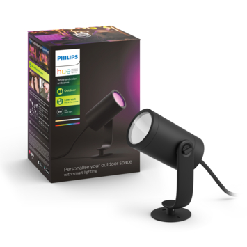 Philips Hue tuinspot Lily uitbreiding zwart - wit en gekleurd licht 8W - 1 spot LowVolt