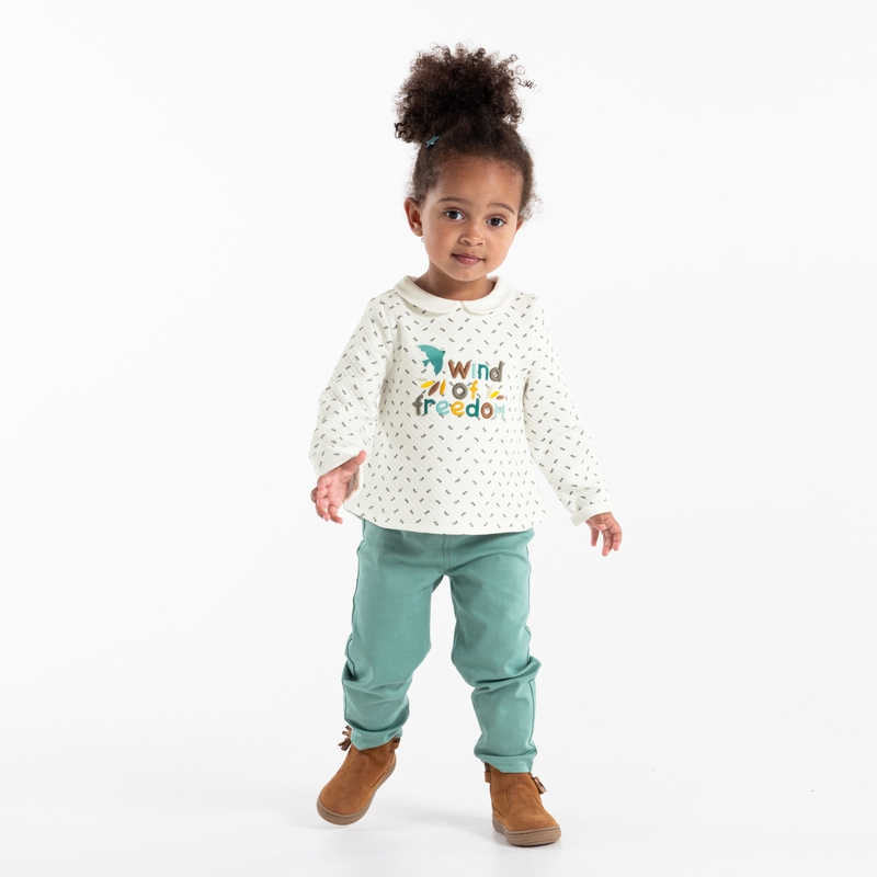 Sweat molleton matelassé imprimé nature bébé fille