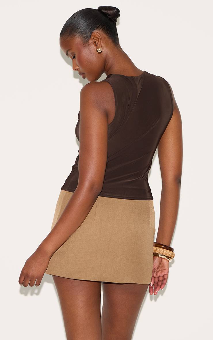 Chocolat Top Long Sans Manches Double Épaisseur Avec Détails De Bordure Slinky