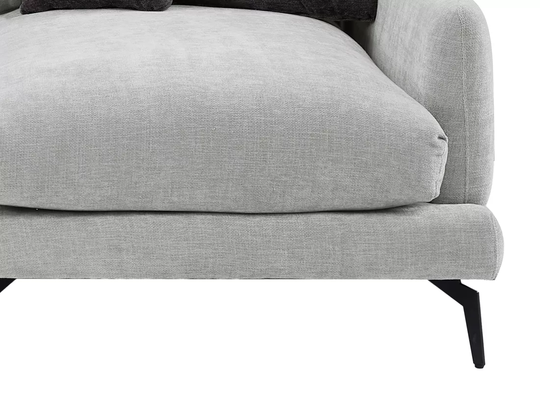 Canapé d'angle droit en tissu texturé gris clair ROCALTA