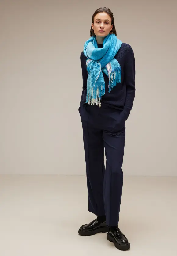 Madras Plissée Schal - aquamarine blue
