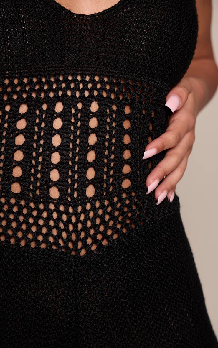 Noir Combi-short En Crochet À Col Licou