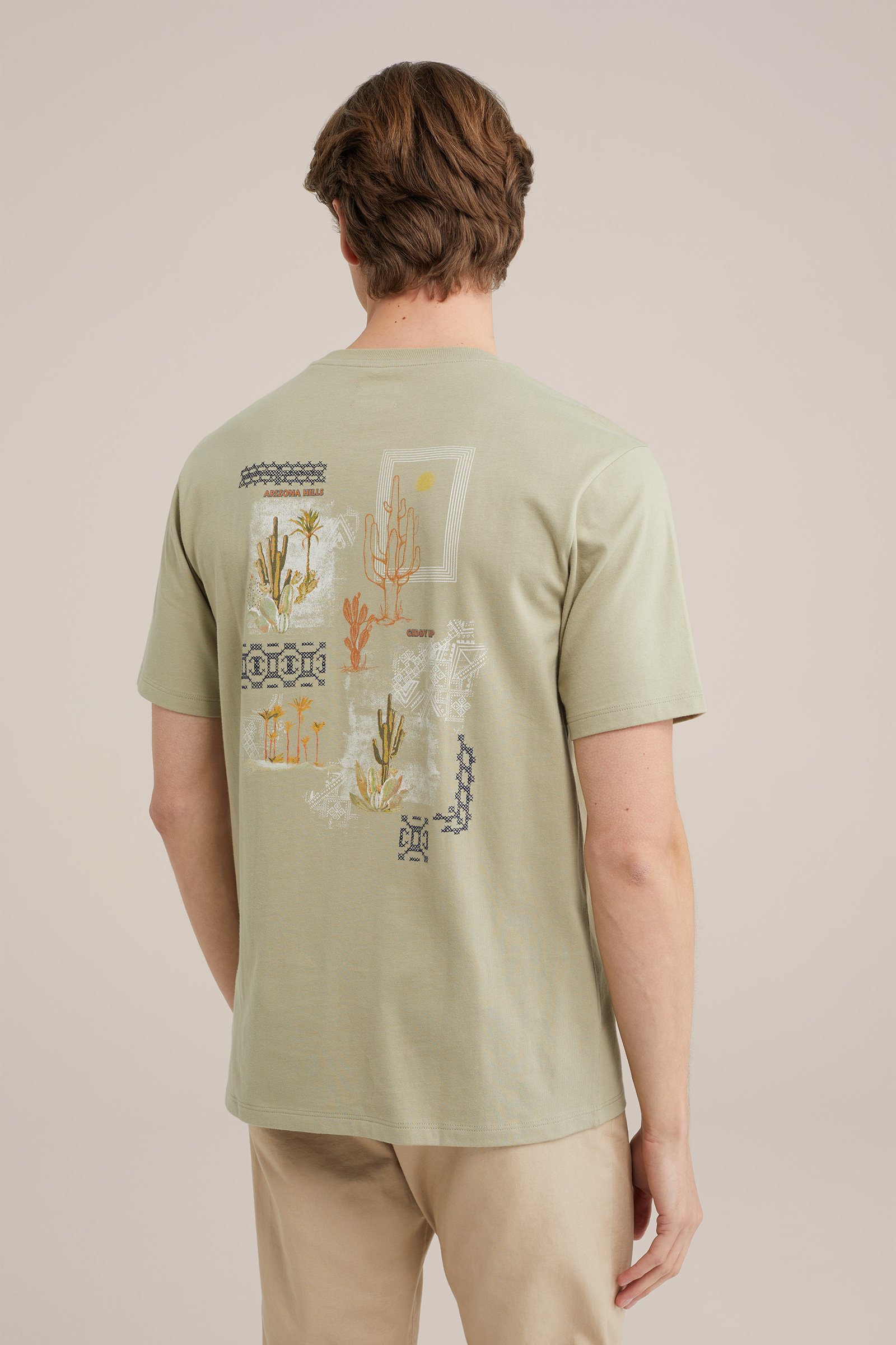 T-shirt met opdruk WE Fashion Mosgroen