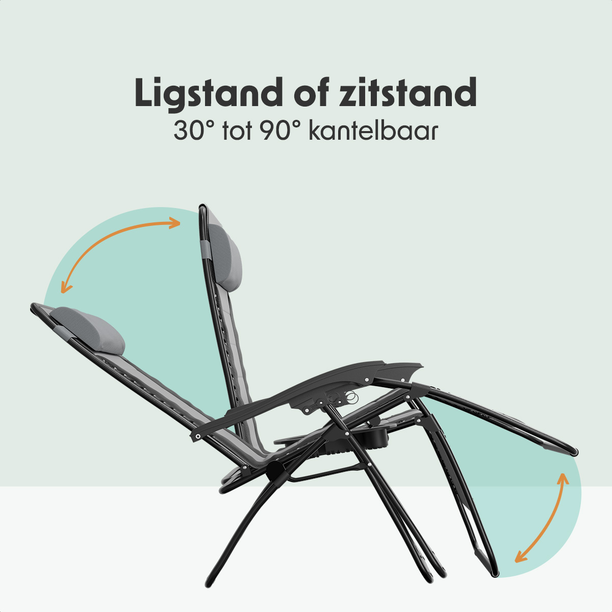 LifeGoods Comfort relaxstoel - Black/Grey