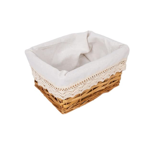 Kurv MAX 24x18xH12cm, lysebrun med blonder