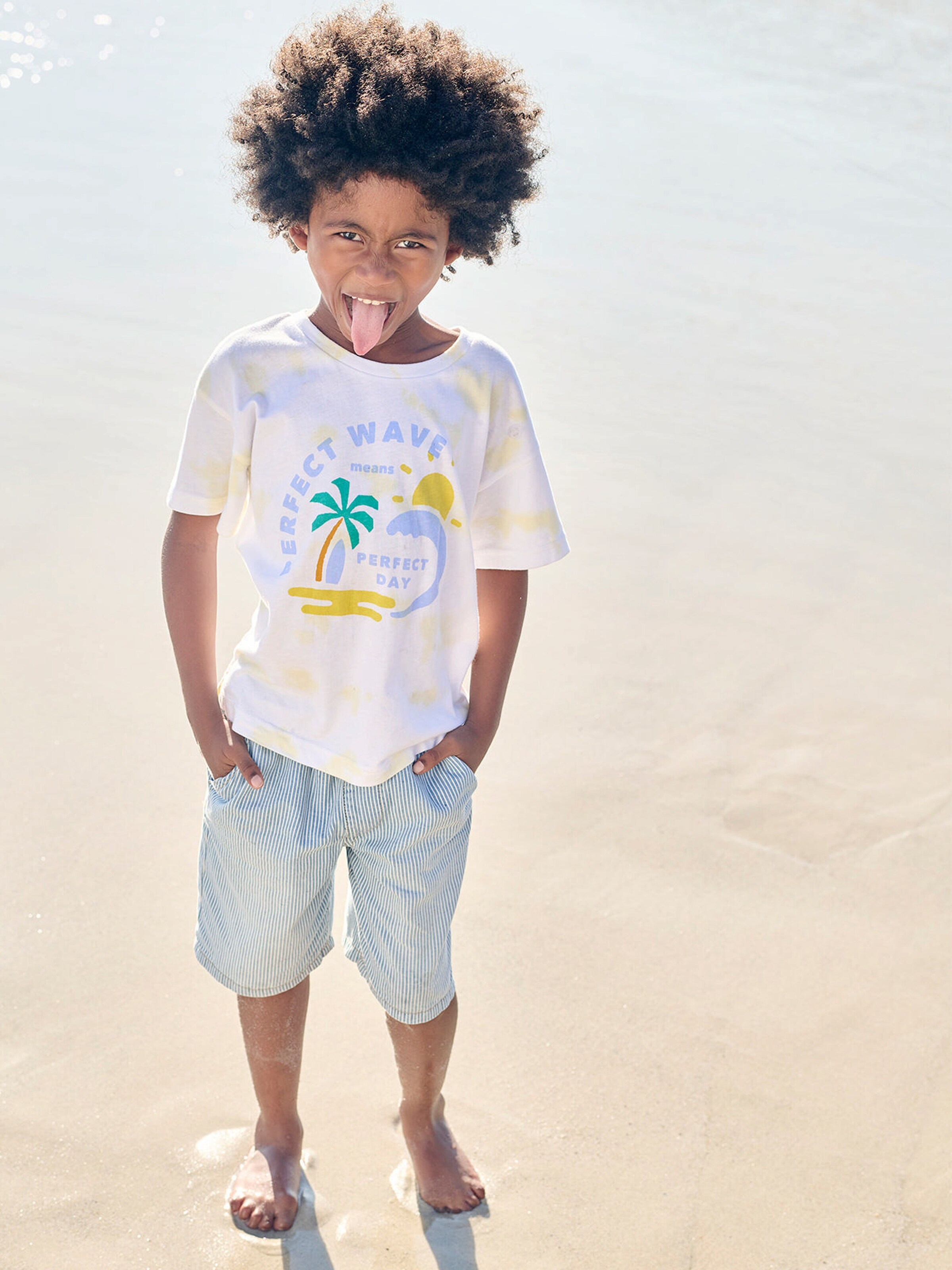 Vertbaudet Jungen T-Shirt mit Batikmuster und Recycling-Baumwolle gelb