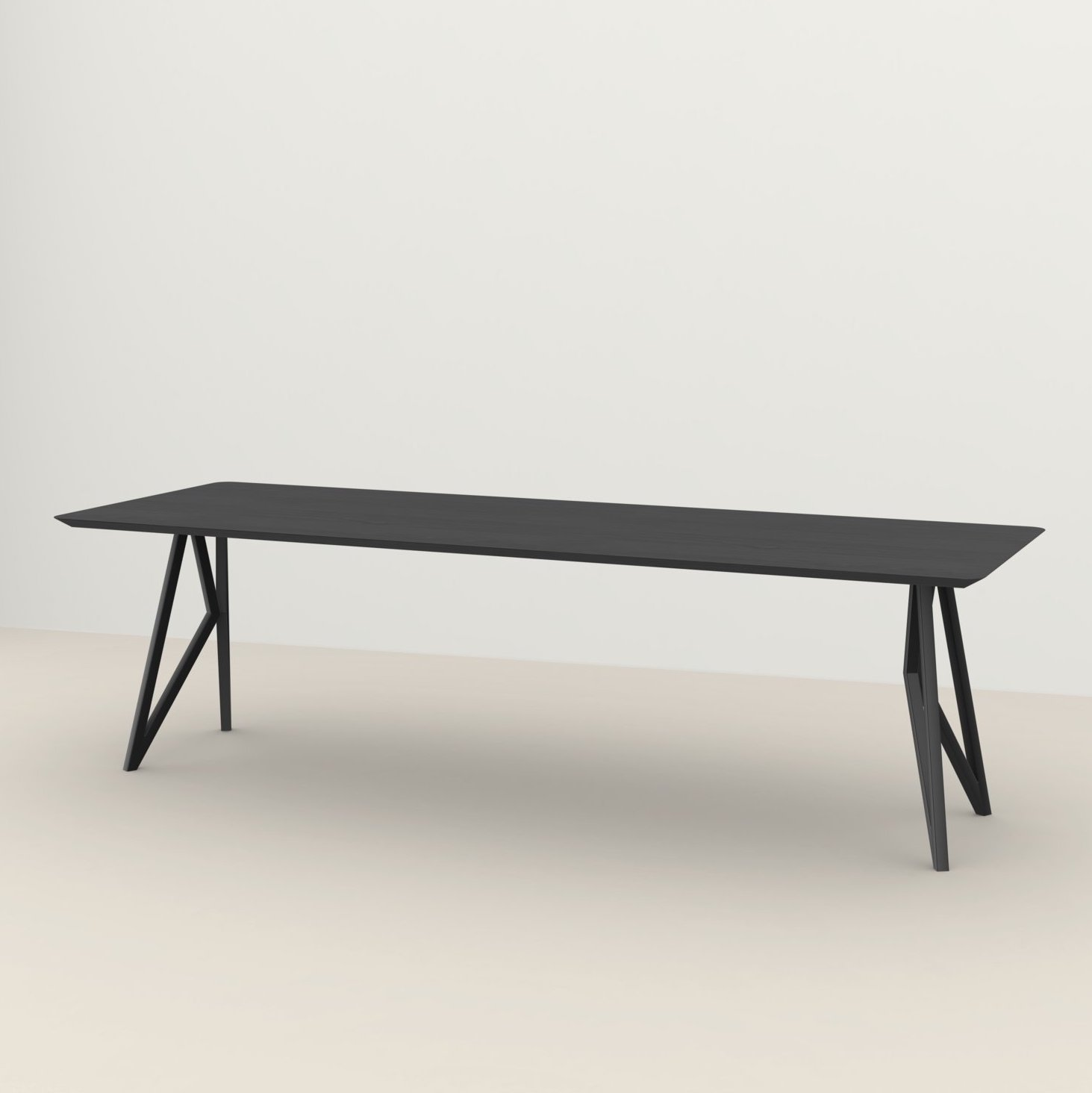 Studio HENK tafel Butterfly Rechthoekig - zwart frame, zwarte beits 300 x 90 | Zwarte Beits | Verjongde Rand | Frame Zwart