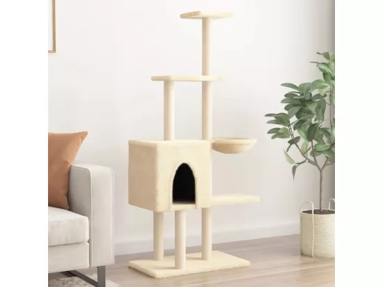 Arbre à chat avec griffoirs en sisal Crème 145 cm