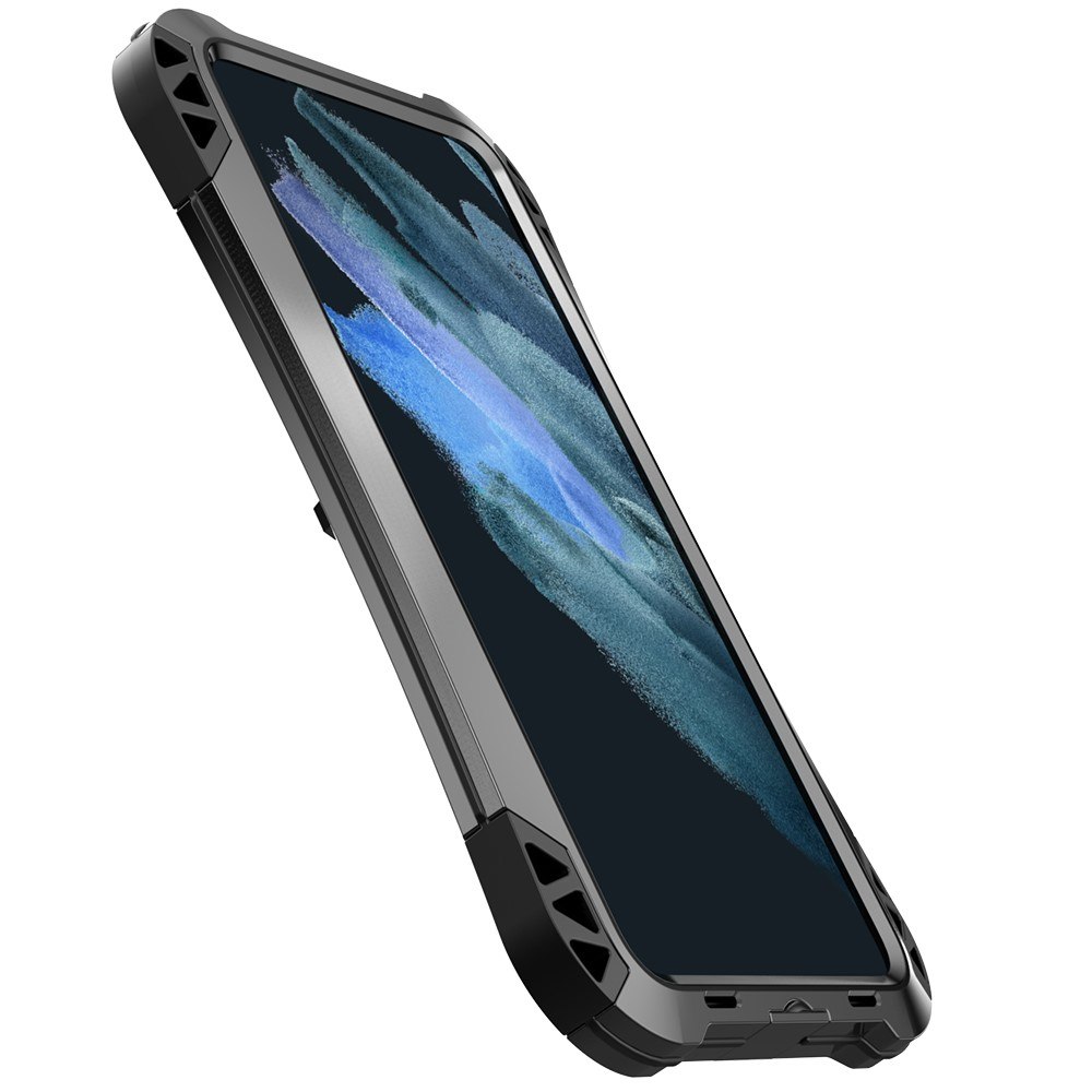Samsung Galaxy S21 FE 5G Silikon Metall Outdoor Schutzhülle   Panzerfolie Carbon Look - Schwarz