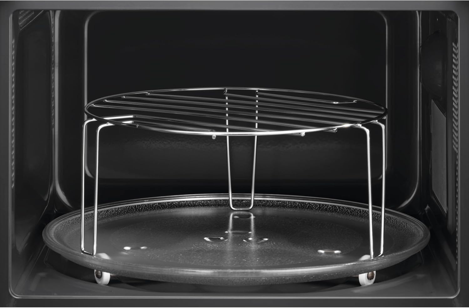 AEG Mikrowelle mit Grill MFB2111DB – freistehend, 21L, 800W Mikrowellenleistung, 1000W Quarzgrill, 5 Leistungsstufen, Edelstahl-Innenraum, Schwarz, Drehteller Ø 27cm