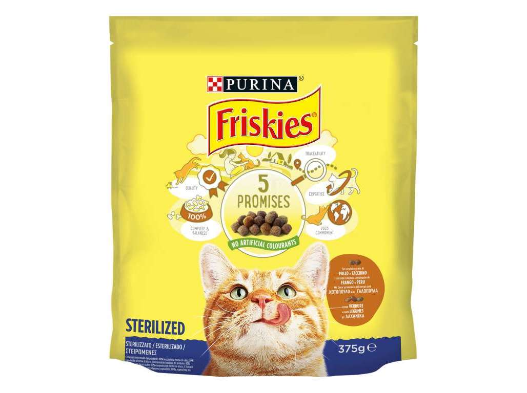 RAÇÃO PARA GATO FRISKIES ESTERILIZADO COM PERU 375G