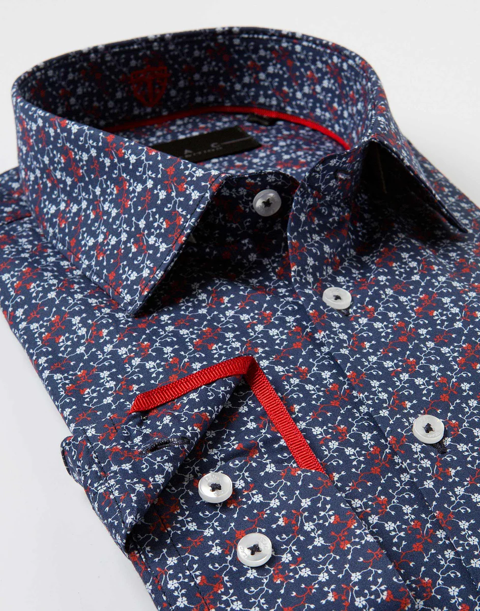 Chemise Marine Motif Bicolore
