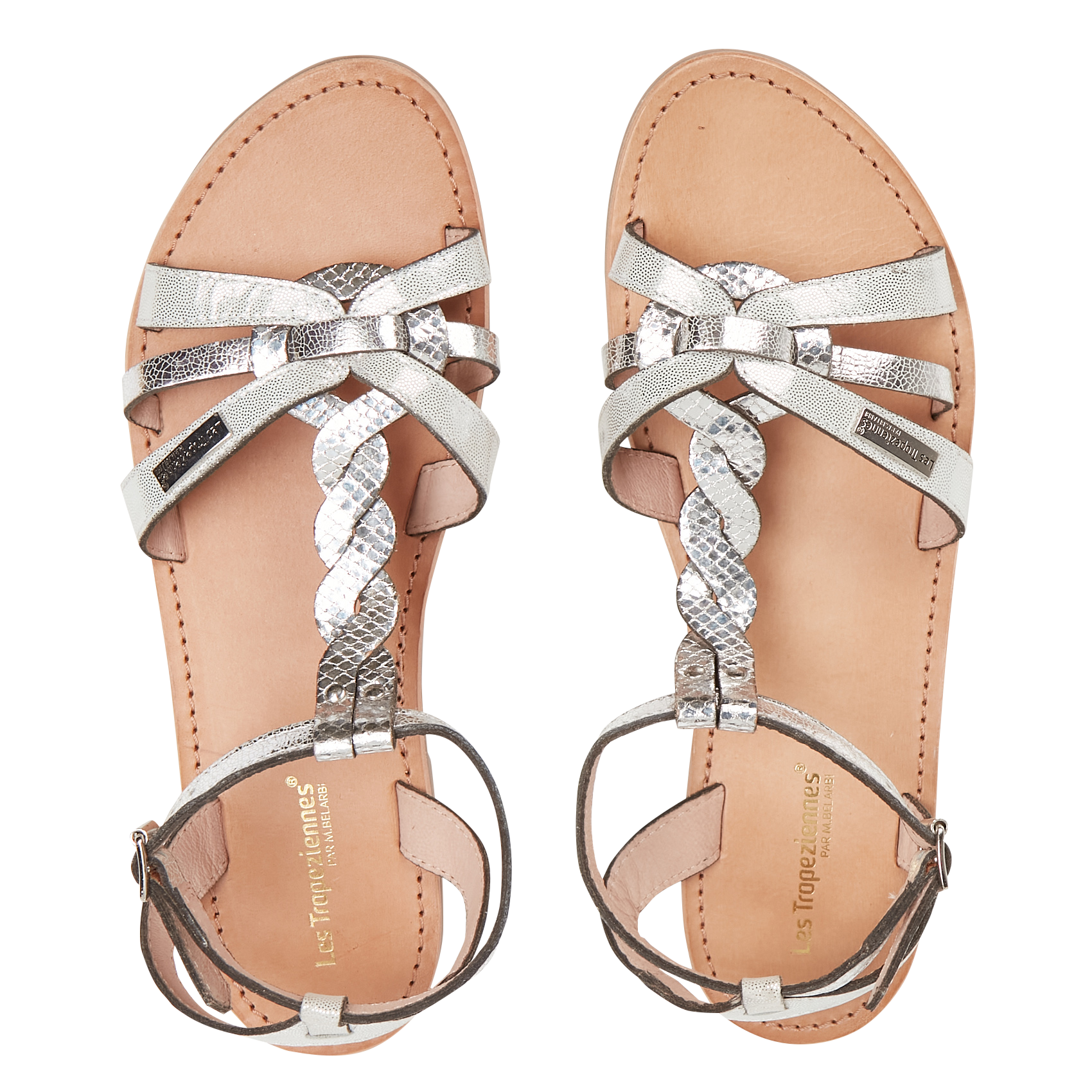 HAMSUNI - Sandales plates en cuir | Argent