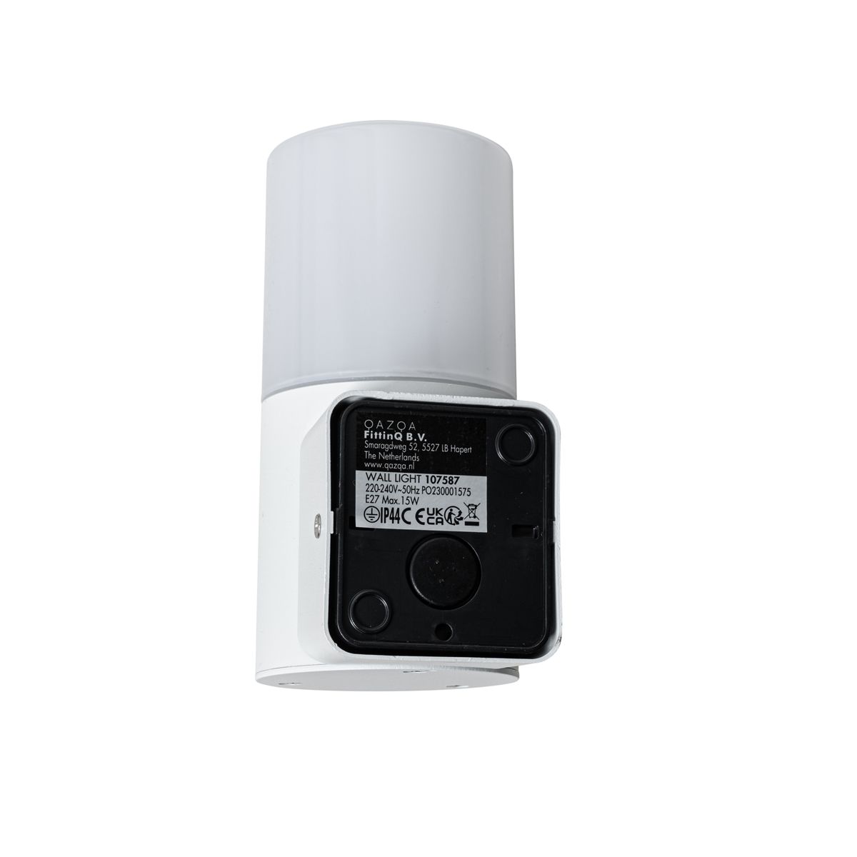 Moderne buiten wandlamp wit met opaal witte kap IP44 - Odense