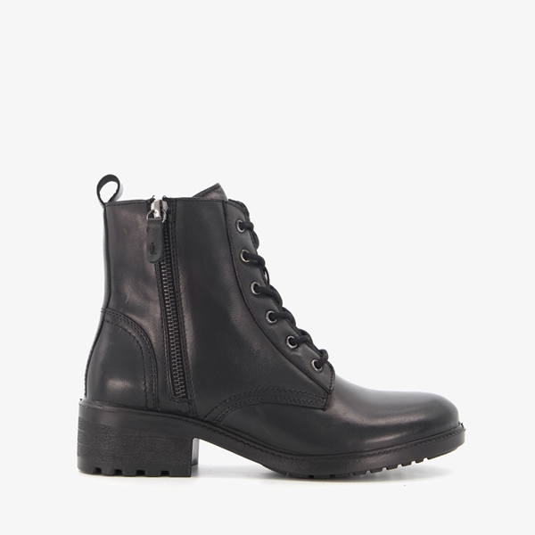 Harper leren dames veterboots zwart