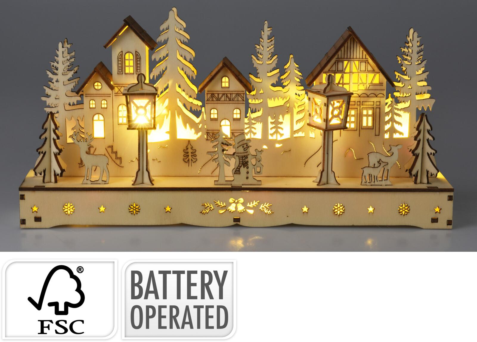 VILLAGE LUMINEUX BOIS L.30CM LED