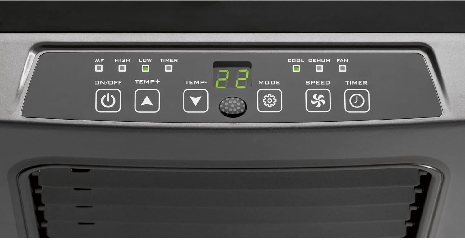 Clatronic Klimaanlage CL 3672 mobiles Klimagerät mit Abluftschlauch, 3 in 1 Klimaanlage mit LED-Display, Fernbedienung, 24 Stunden-Timer, verstellbare Luft-Klappen, 8000 BTU (2,3 kW), schwarz