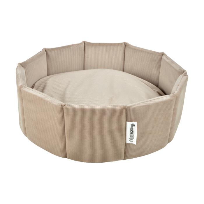 PANIER ROND VELOURS COTELE 48X16CM CRAFTY NOISETTE