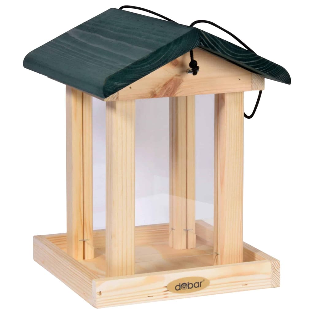 Mangeoire à oiseaux avec silo bois naturel et vert