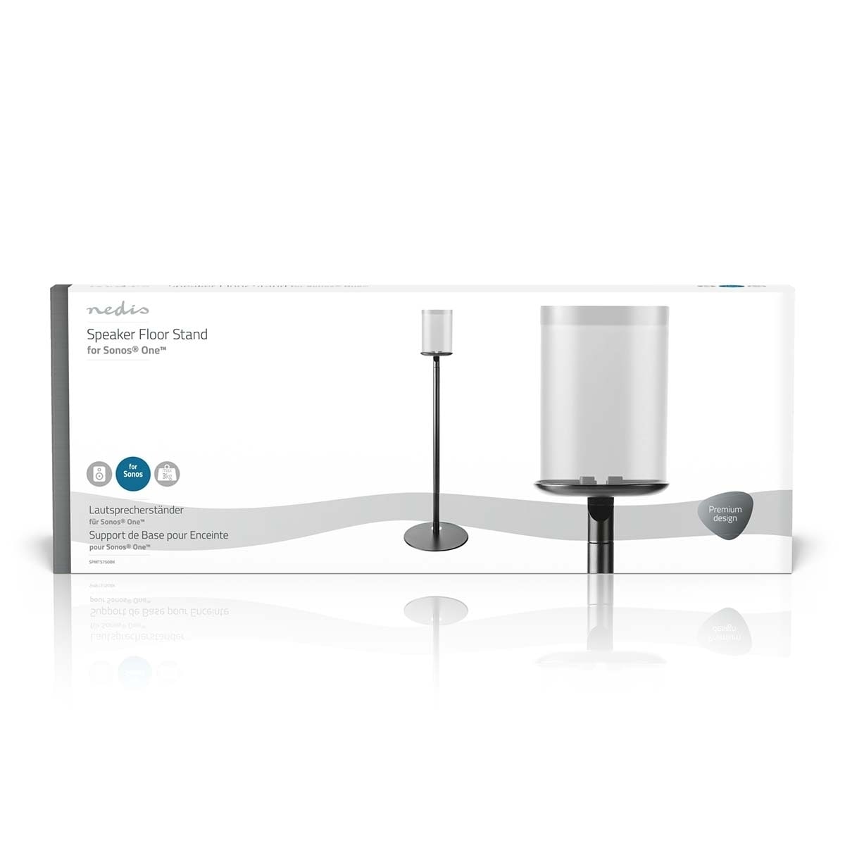 Nedis Speaker Mount | Kompatibel med: Sonos® One SL™ / Sonos® One™ / Sonos® PLAY:1™ | Gulv | 3 kg | Fort | ABS / Stål | Sort