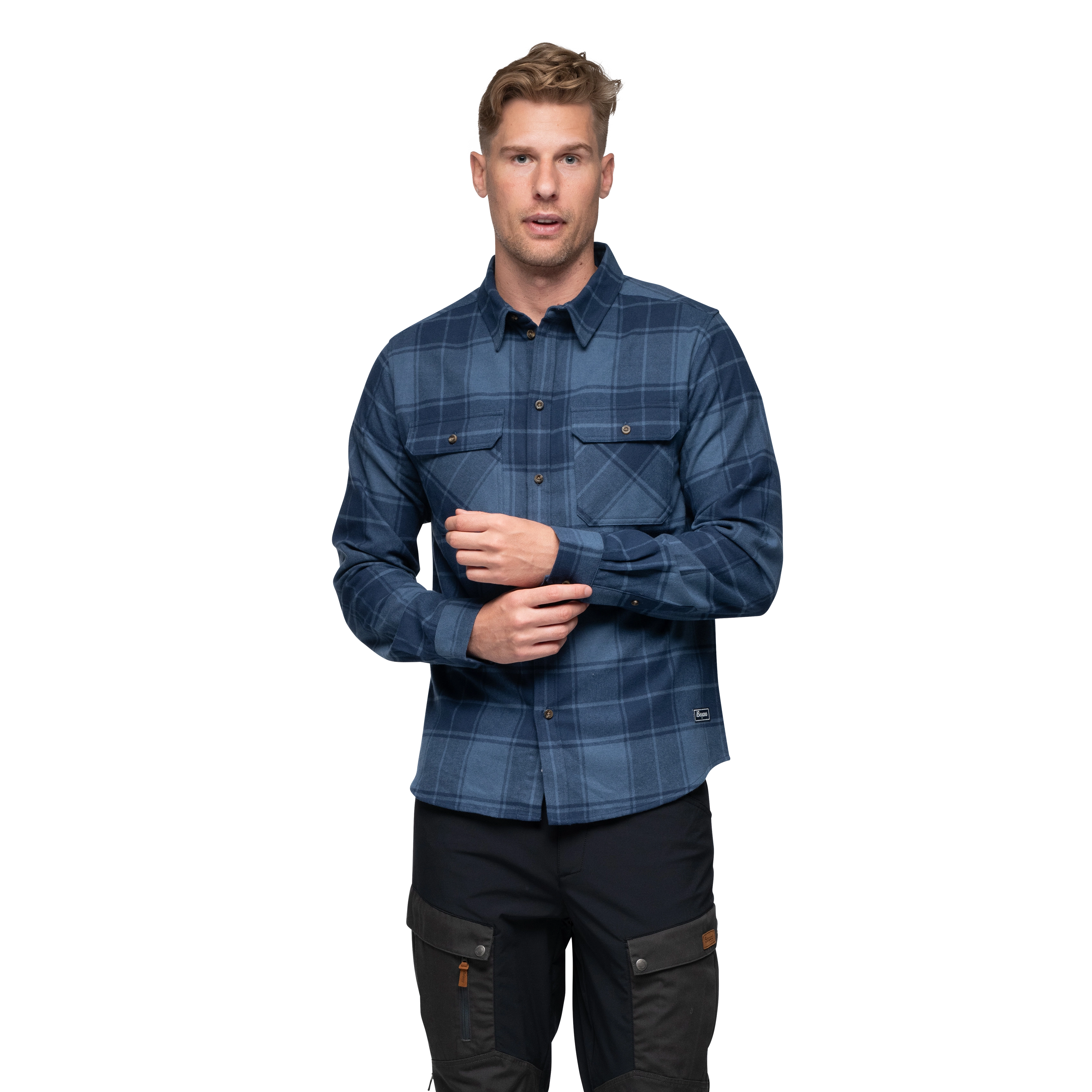 Nordmarka Flannel Shirt Men Granite Blue / Navy Blue Check