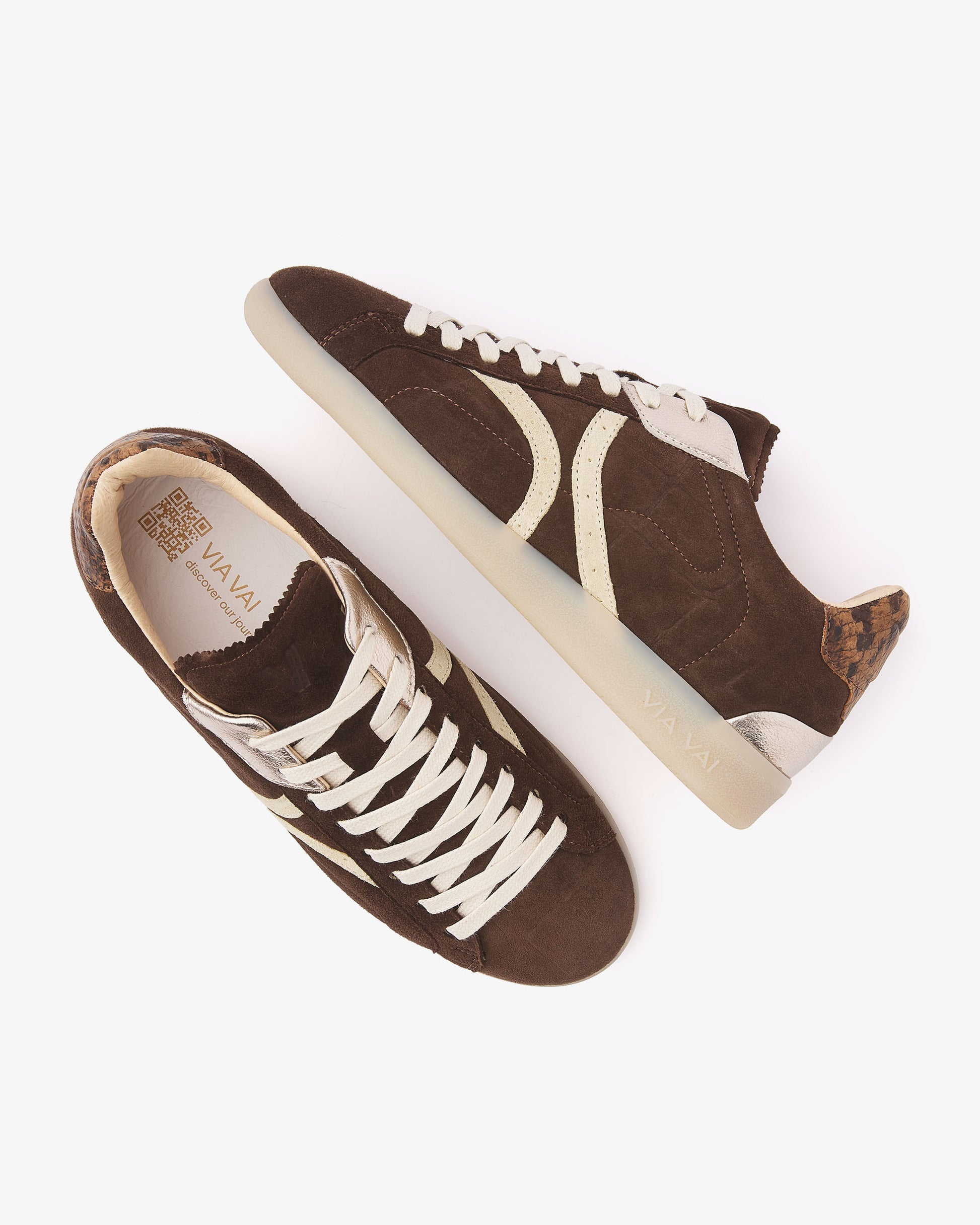 VIA VAI bruine dames sneakers Nilla Khloe