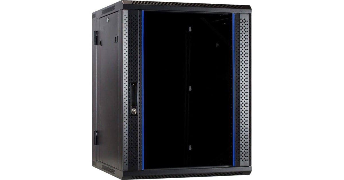 DSI15U wandkast (kantelbaar) met glazen deur - DS6615-DOUBLE server rack  (Zwart, 600 x 600 x 770mm)