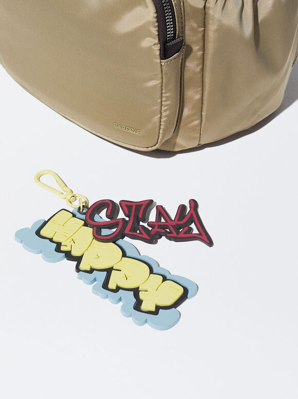 Mochila de nylon com pingente - Cáqui