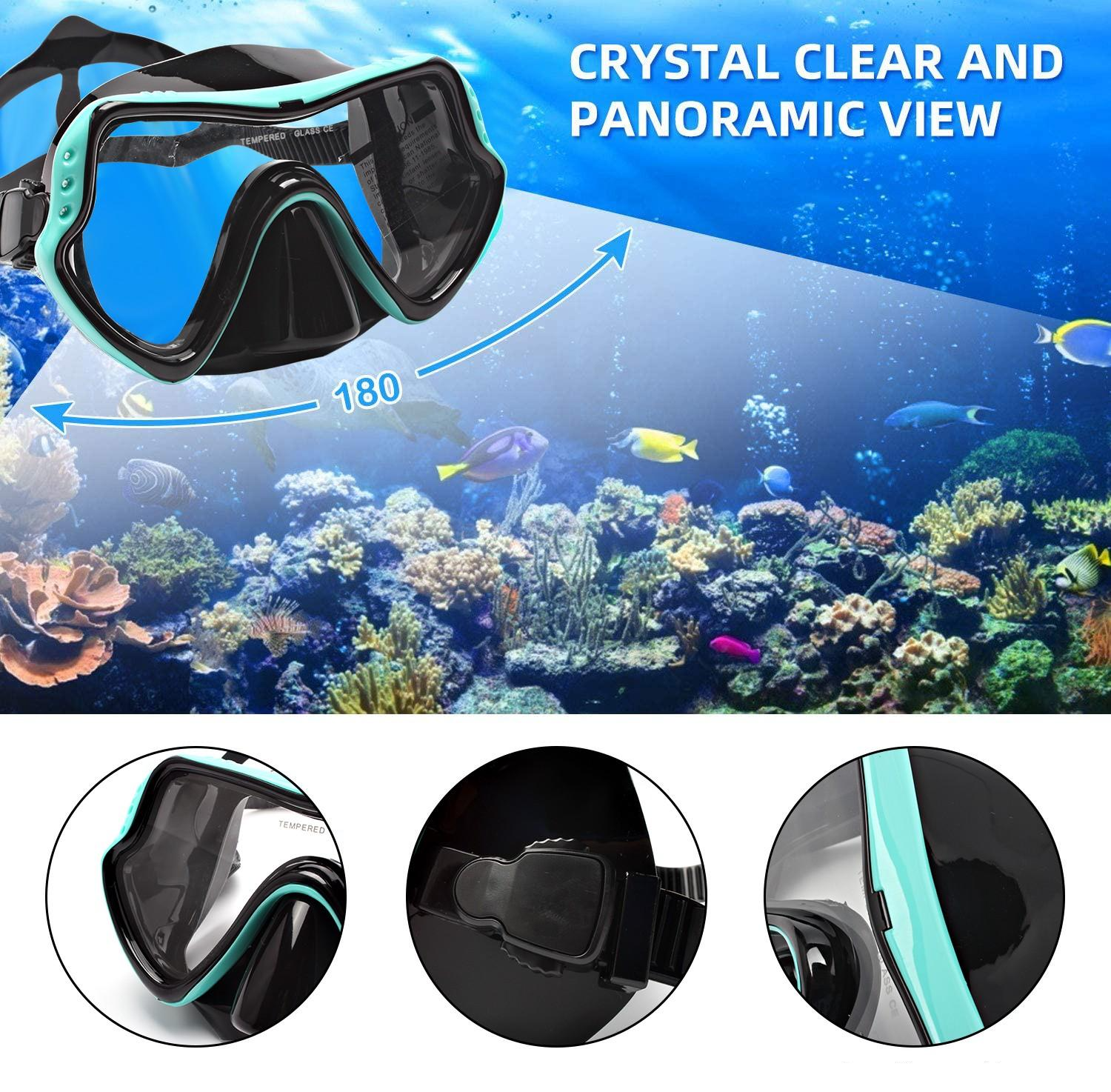 (3-tlg. Set) Taucher Equipment für Erwachsene Schnorchel Diving Kit Brille / Flossen / Schnorchel (Gr. S/M) - Türkis