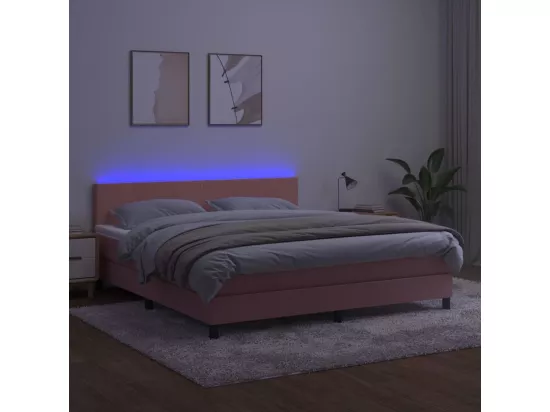 Sommier tapissier avec matelas et LED Rose 180x200 cm Velours