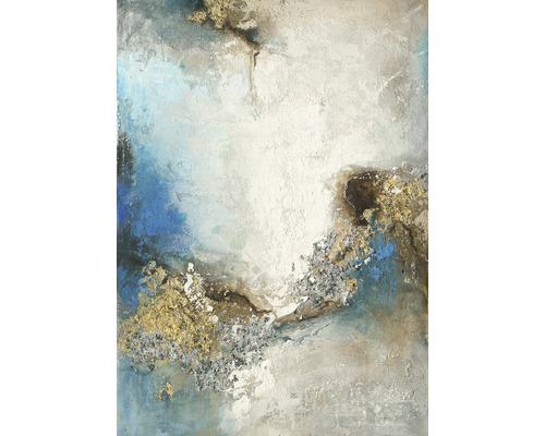 Canvas schilderij origineel Blauw-Bruin-Goud IV 50x70 cm