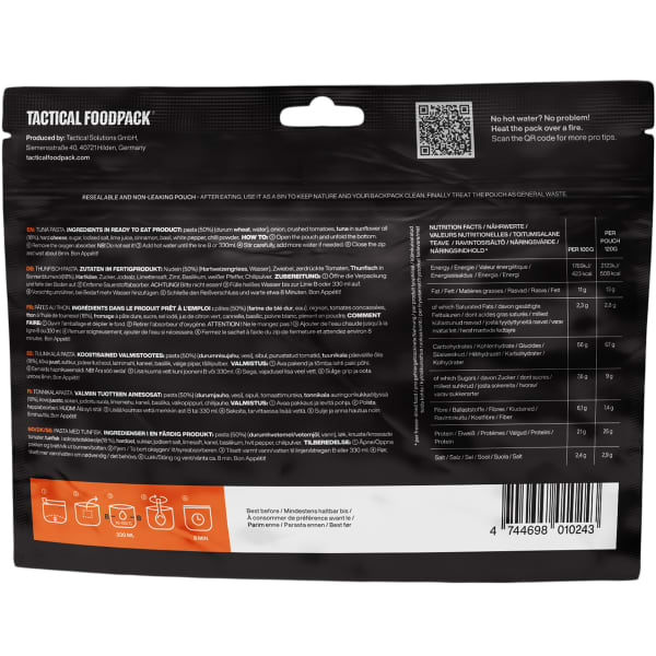Repas lyophilisé TACTICAL FOODPACK FOODPACK TUNA PASTA 120G UNI