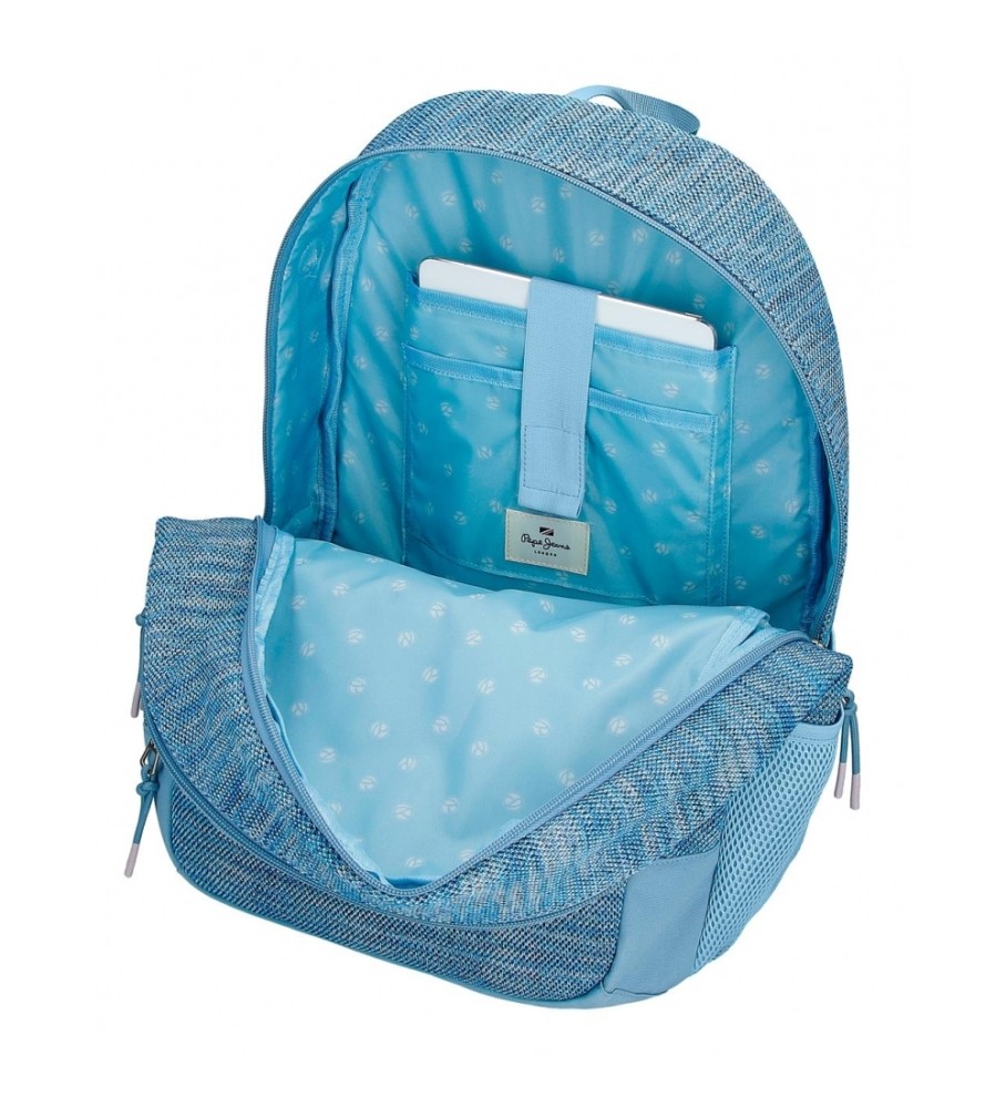 Mochila Pepe Jeans Lena com zíper duplo - Azul