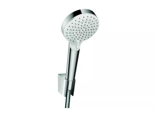 Ensemble support mural et douchette Vario EcoSmart 9 l/min avec flexible de douche 160 cm blanc/chromé Hansgrohe Crometta