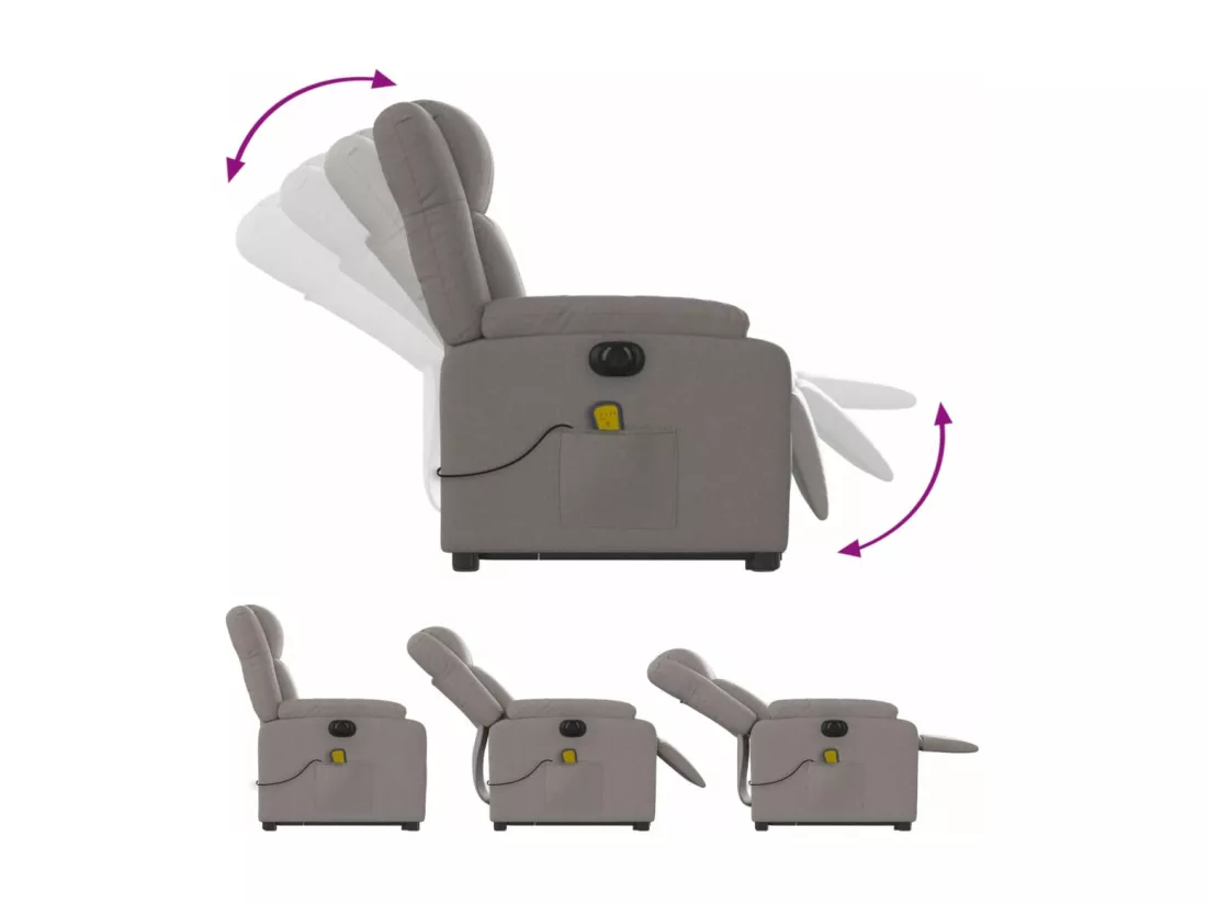 Fauteuil inclinable massant électrique Taupe Tissu