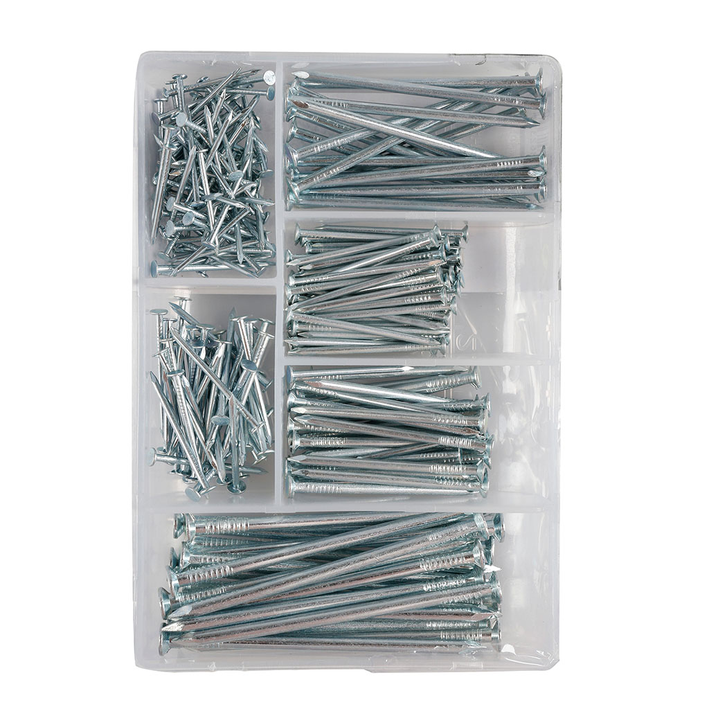Assortiment de pointes à tête plate acier zingué 200g