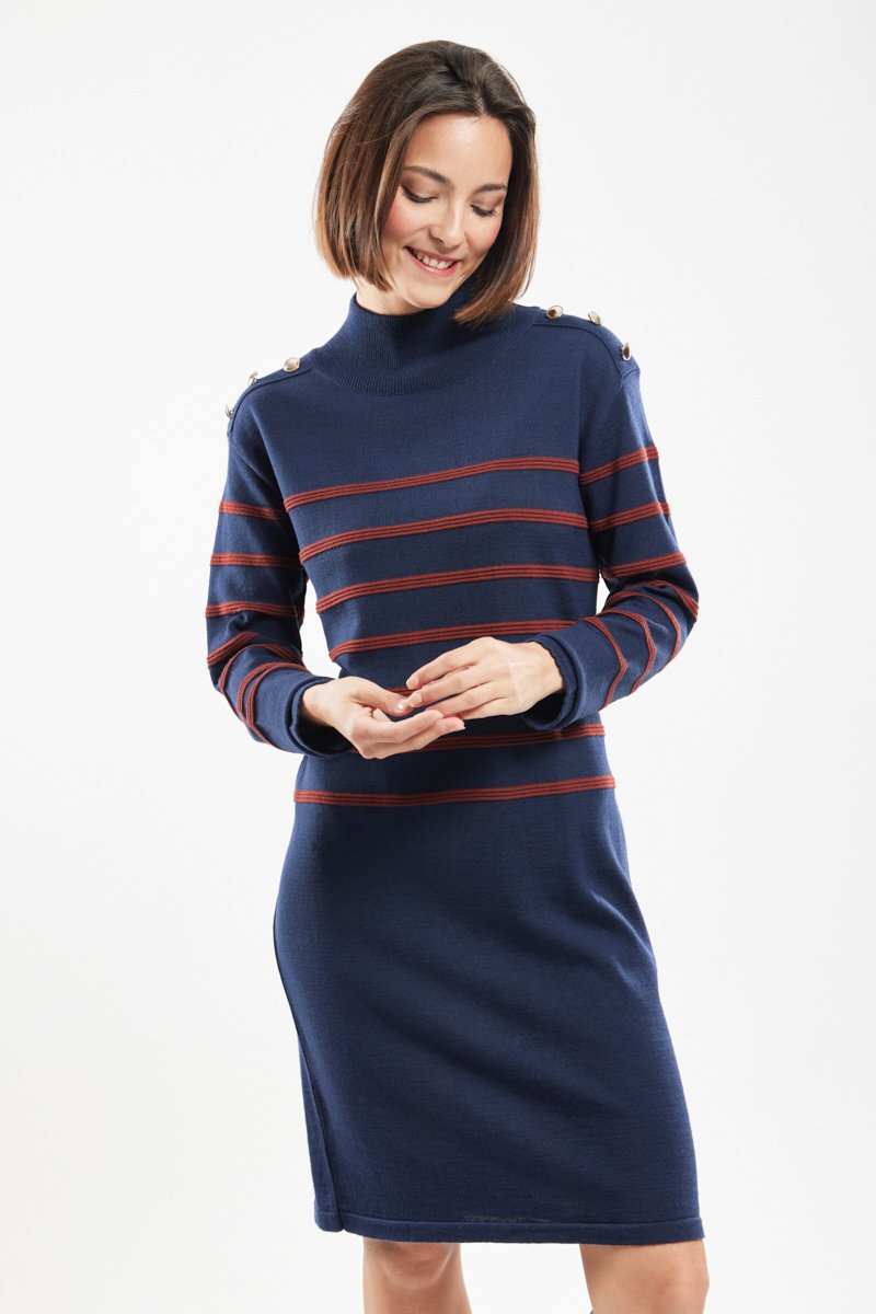 Robe rayée Mona - laine