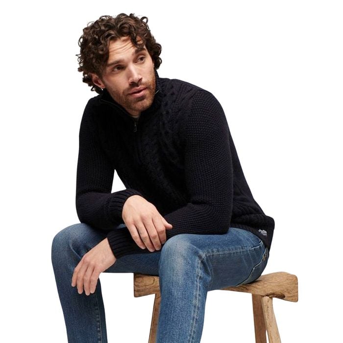 Superdry Jacob Cable Knit Half Zip Trui Heren