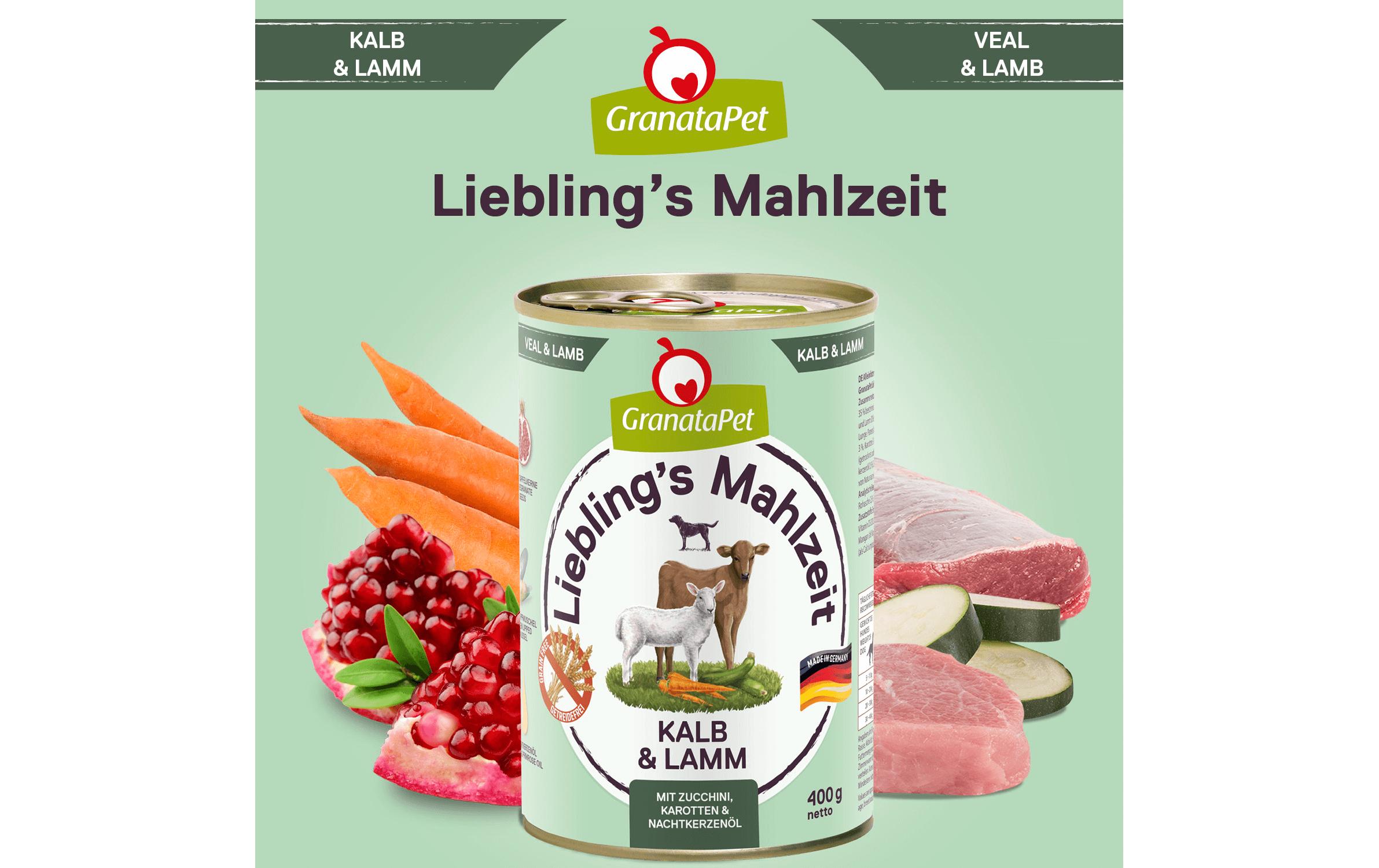 Nassfutter Liebling's Mahlzeit Kalb & Lamm 400 gAlleinfuttermittel für ausgewachsene Hunde