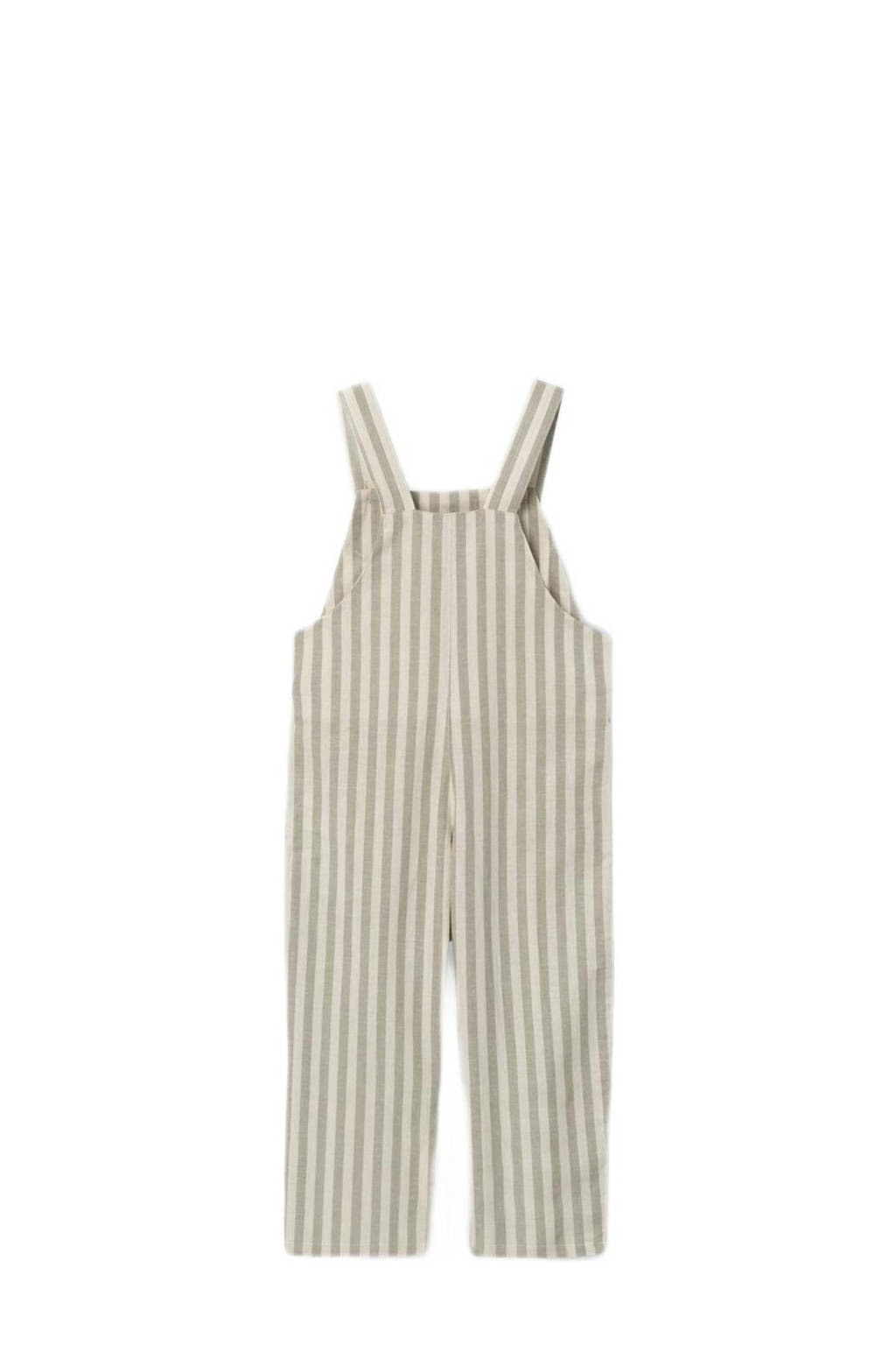 LIL' ATELIER gestreepte regular fit tuinbroek beige/wit