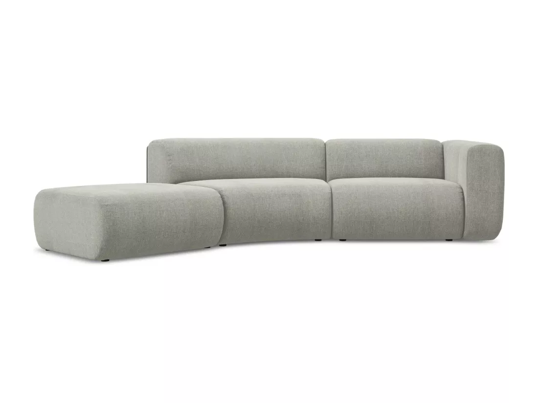 Canapé modulable 4 places gauche en tissu chenille - beige - EKAHI