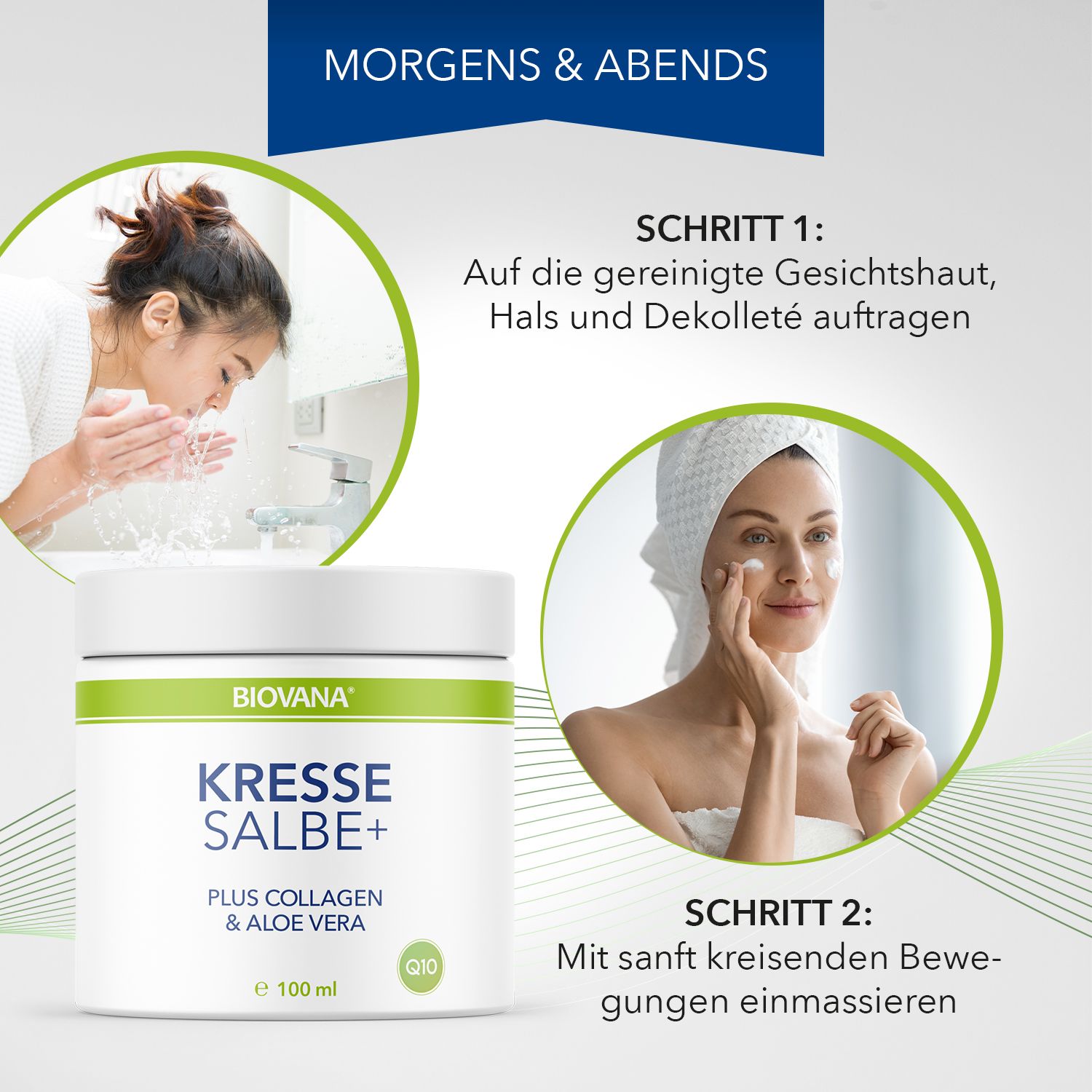 Biovana Kressesalbe Plus mit Collagen, Coenzym Q10 & Aloe Vera