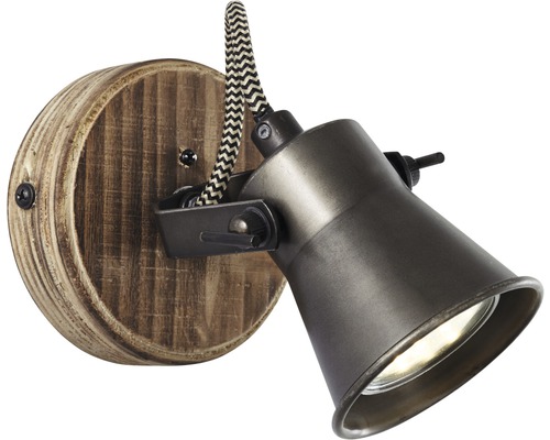 Wandspot, 1-lichts, HxB 13x9,5 cm, bruin/zwart