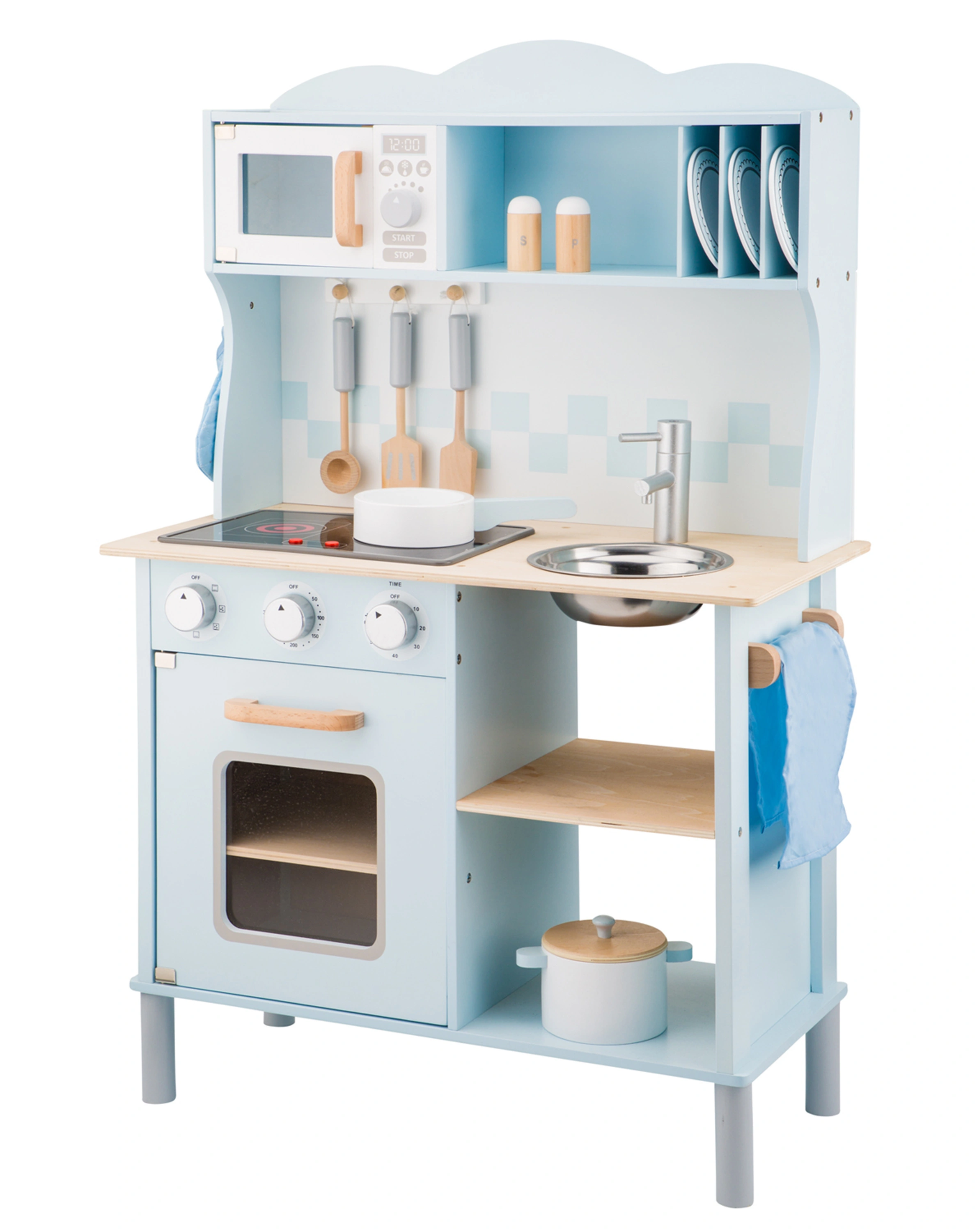 Kinderküche BON APPETIT MODERN mit Zubehör in hellblau/natur