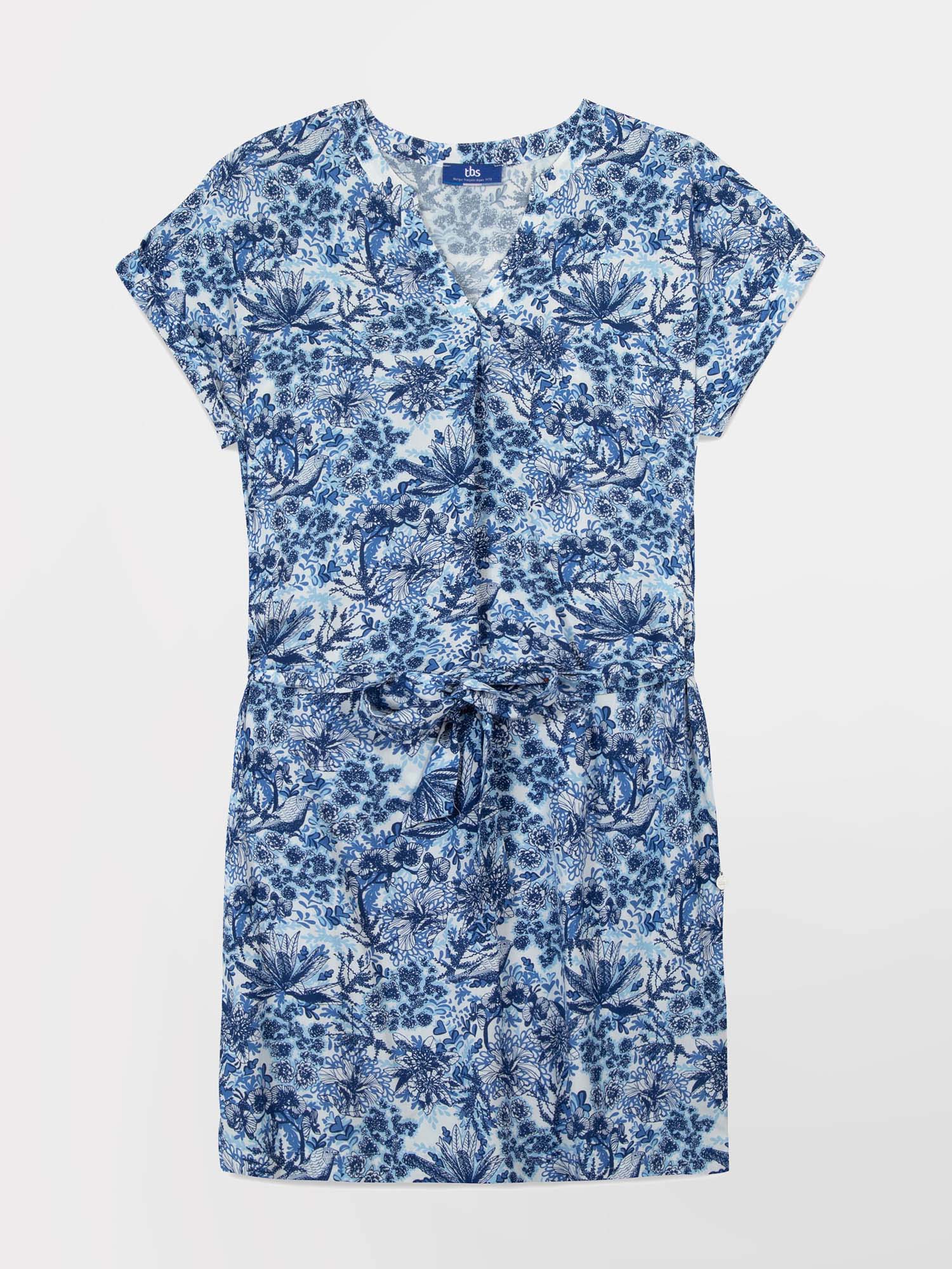 Robe Femme Fluide & Légère Motif Floral Bleu