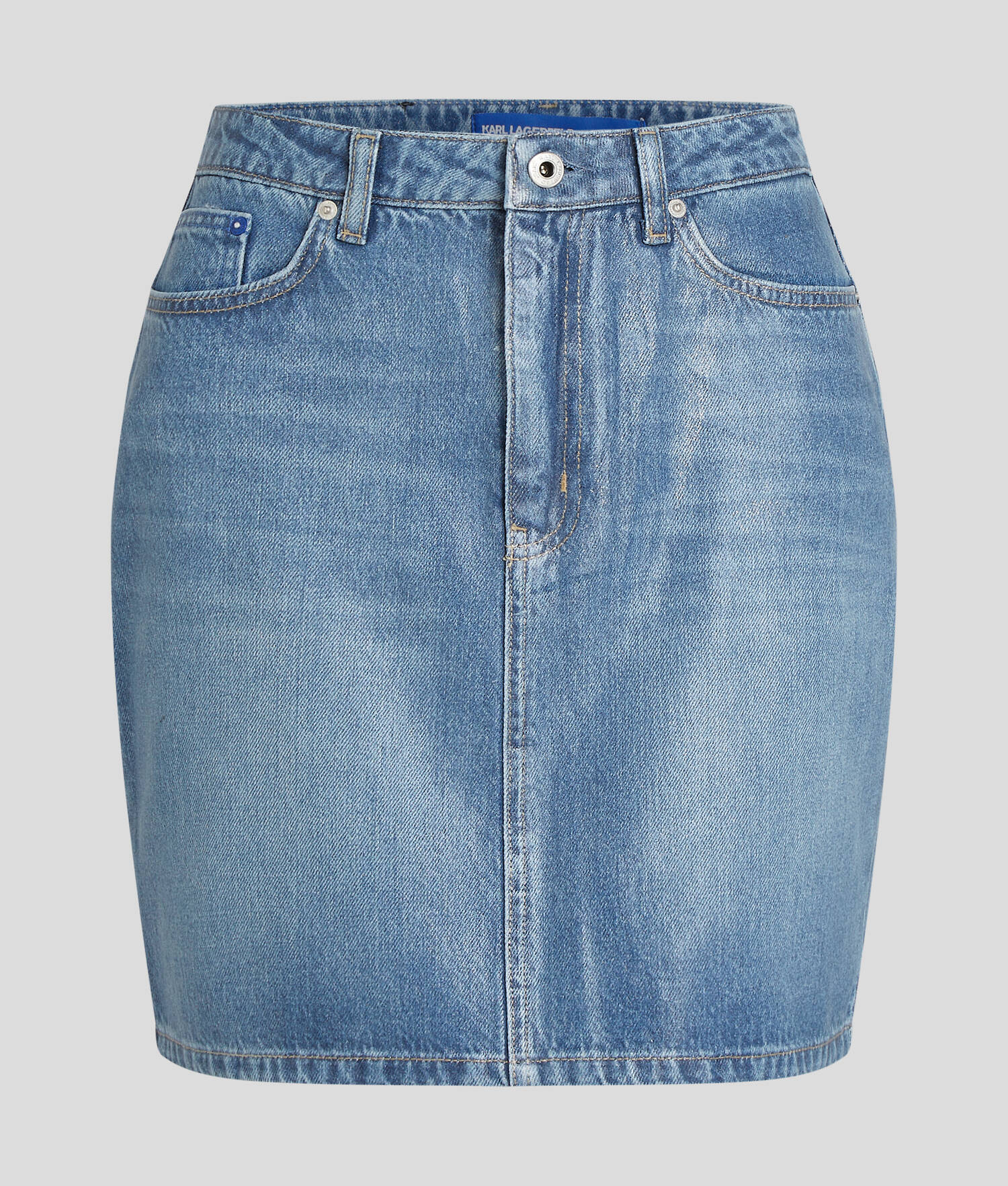 MINI-JUPE EN DENIM ENDUIT - Bleu enduit