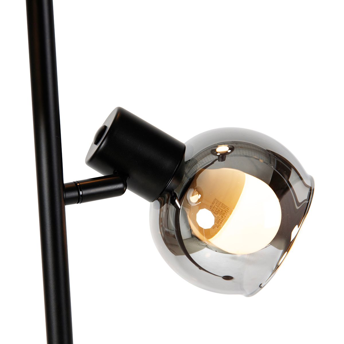 Smart vloerlamp zwart met smoke glas incl. 3 Wifi P45 - Vidro