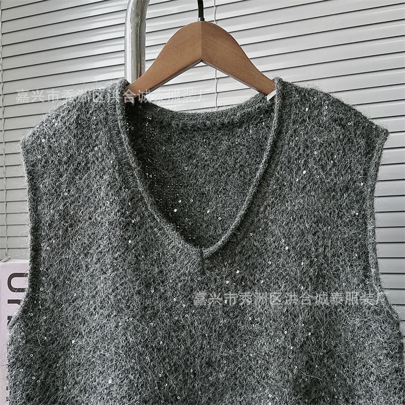 staybabes - V-hals effen glittertrui vest